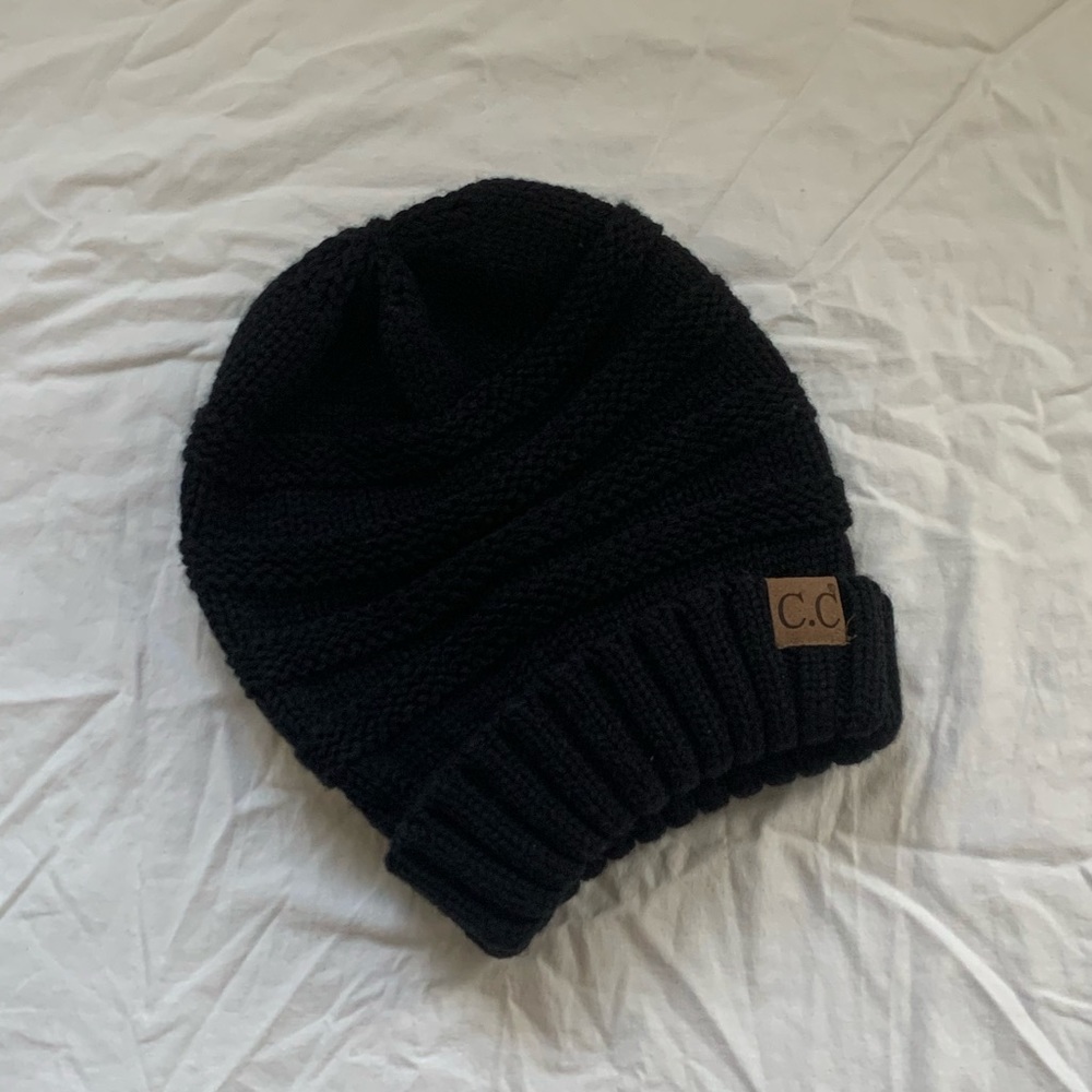 Black Knit Beanie Hat